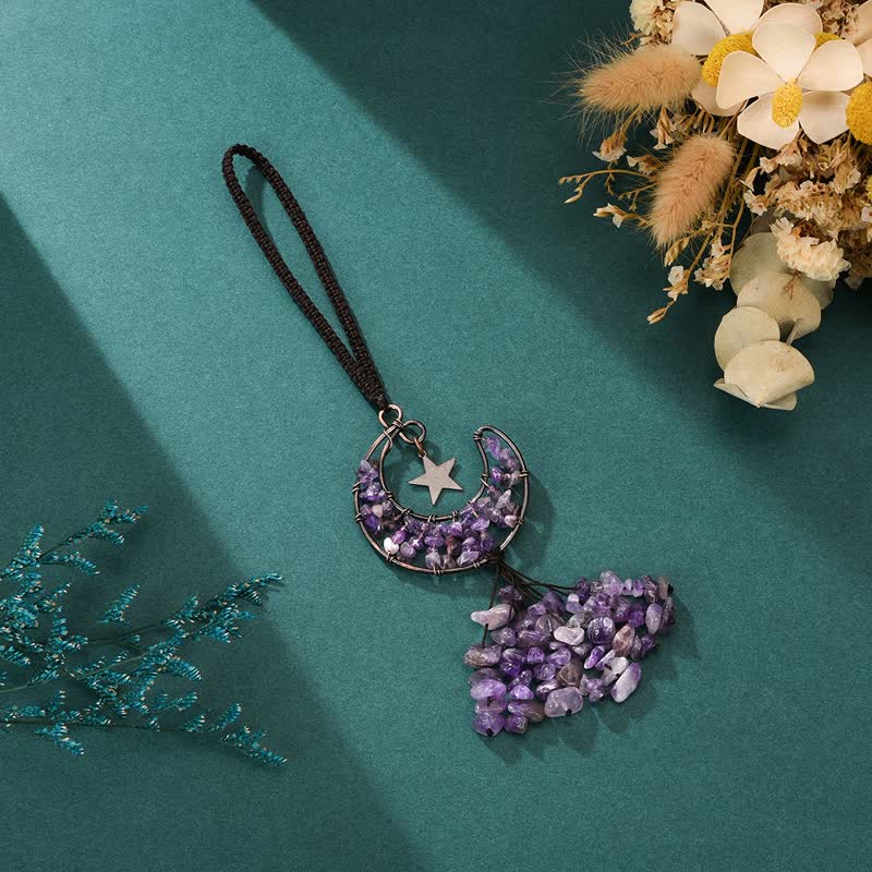 Carillon à vent en cristal de chakra de la lune et des étoiles Olivenorma