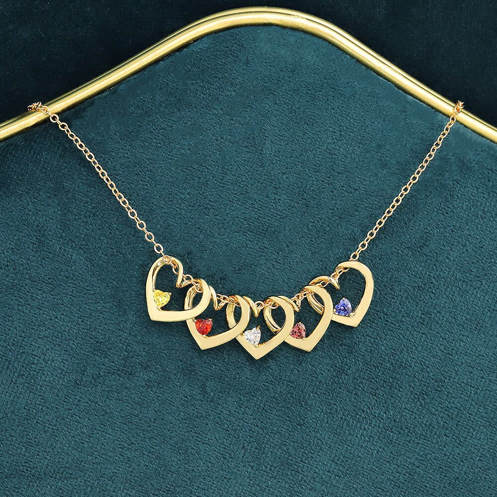 Collier avec pendentif en forme de cœur en cristal et pierre de naissance pour maman Olivenorma