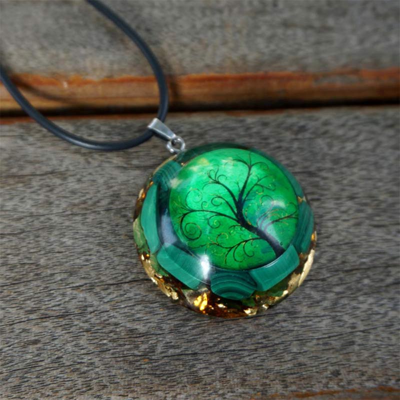 Collier Arbre de vie en malachite naturelle Olivenorma