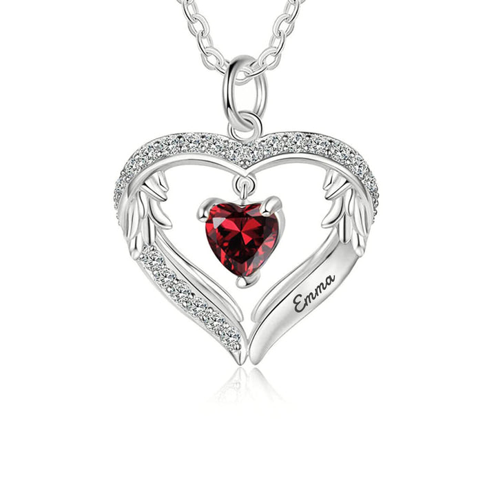 Collier avec pierre de naissance personnalisée et nom gravé en zircone cubique Olivenorma