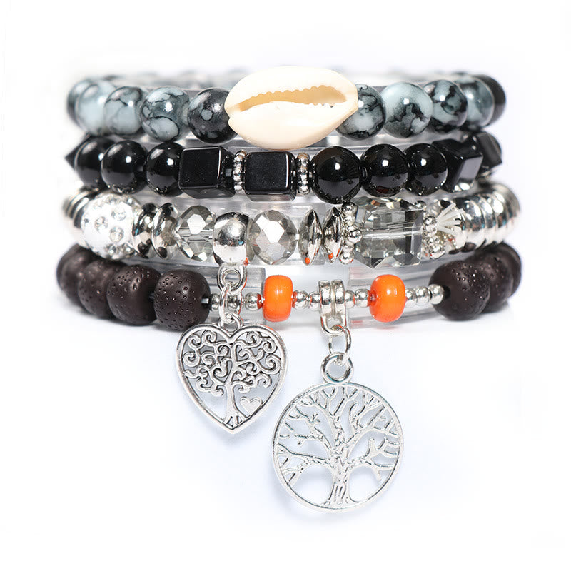 Ensemble de bracelets à perles avec pendentif en forme de cœur et arbre de vie Olivenorma