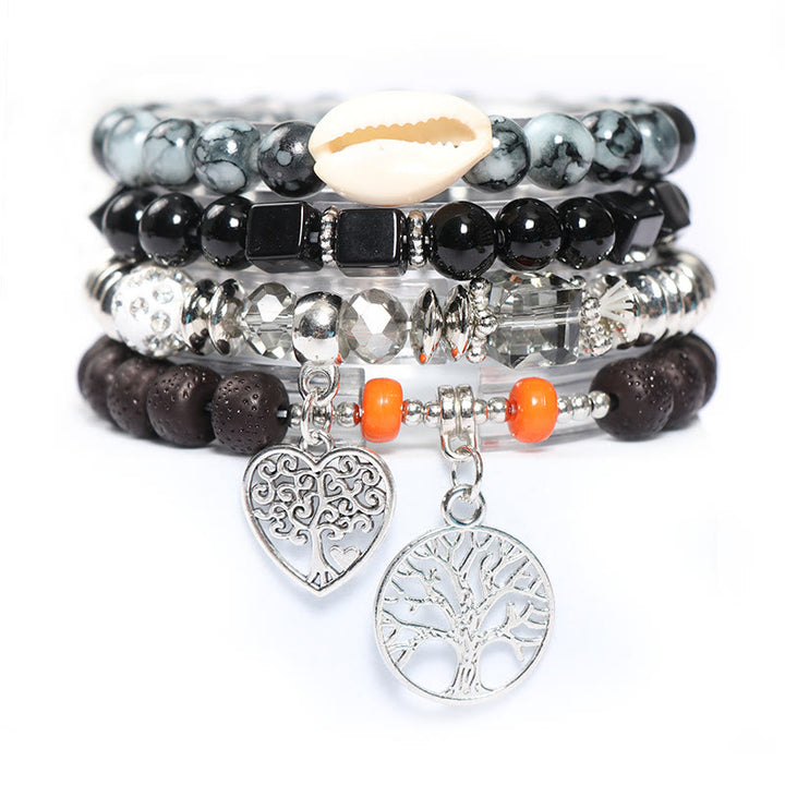 Ensemble de bracelets à perles avec pendentif en forme de cœur et arbre de vie Olivenorma