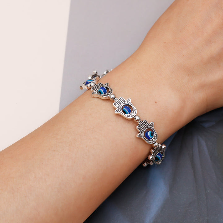 Bracelet Hamsa en turquoise naturelle contre le mauvais œil Olivenorma