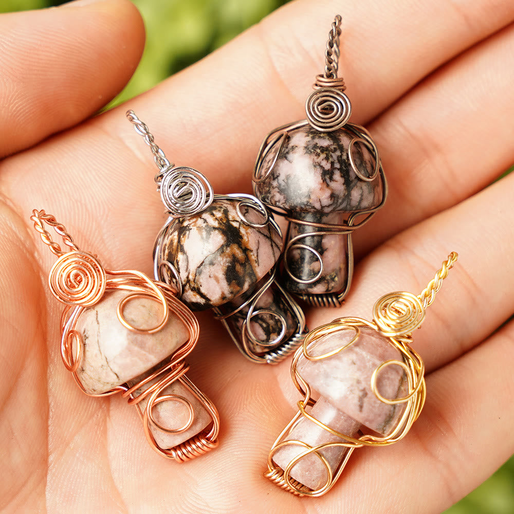 Collier en pierre de guérison naturelle Olivenorma aux champignons