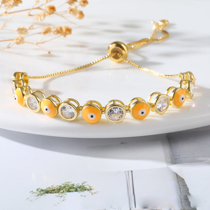 Bracelet ajustable Olivenorma en zircon blanc contre le mauvais œil