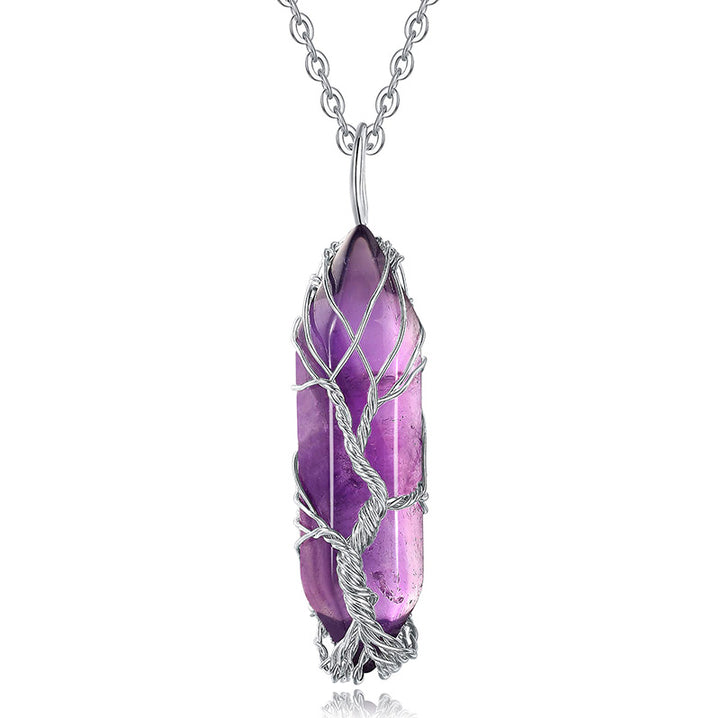 Collier en cristal Olivenorma avec pierres précieuses de l'arbre de vie