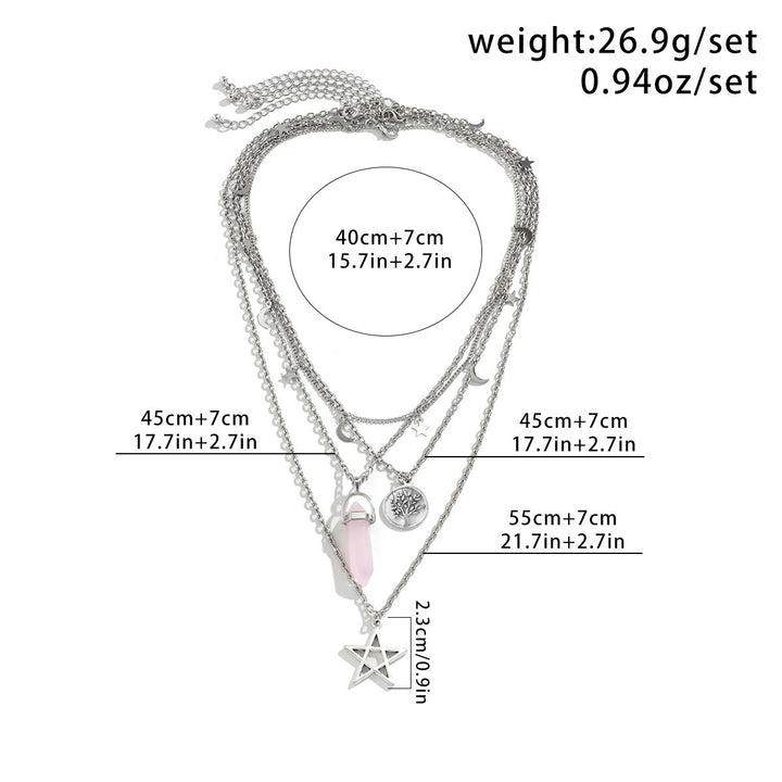 Ensemble de colliers avec pendentif en pierre naturelle Arbre de vie et mauvais œil Olivenorma