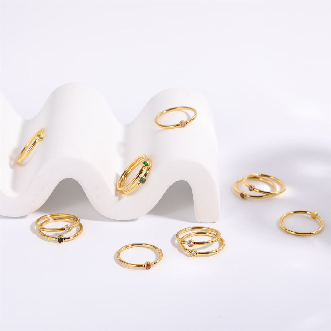 Bague fine de naissance Olivenorma avec pierre de naissance pour 12 mois