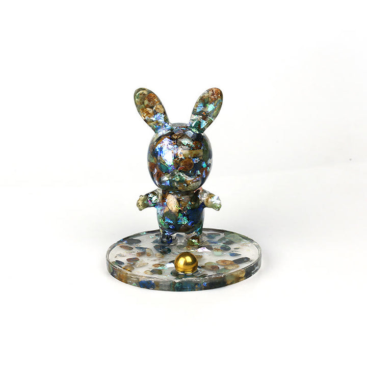 Support de téléphone portable en époxy pour lapin en gravier de cristal naturel Olivenorma