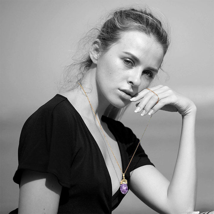 Collier de guérison en cristal d'améthyste Olivenorma