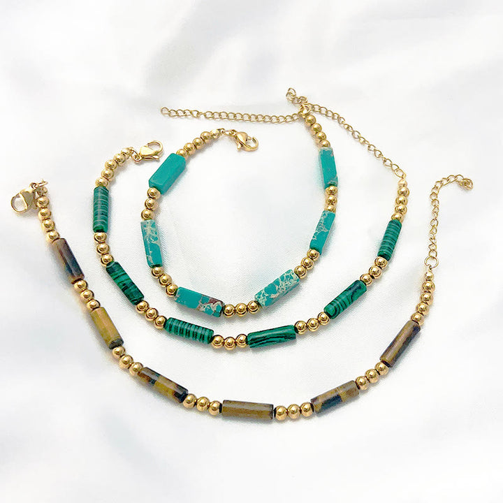 Bracelet de perles en tube de pierre naturelle rectangulaire Olivenorma