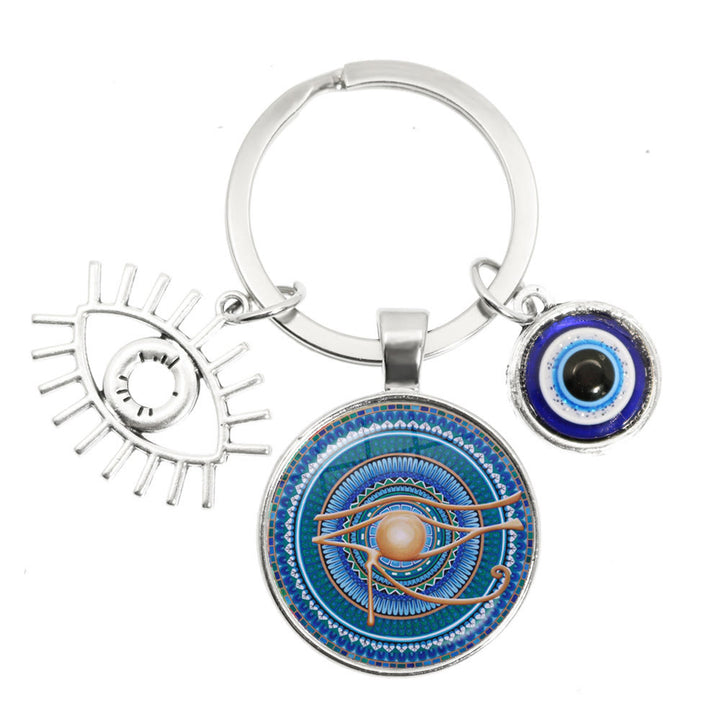 Porte-clés en époxy bleu mauvais œil Hamsa Olivenorma