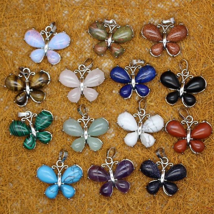 Collier papillon en cristal naturel Olivenorma