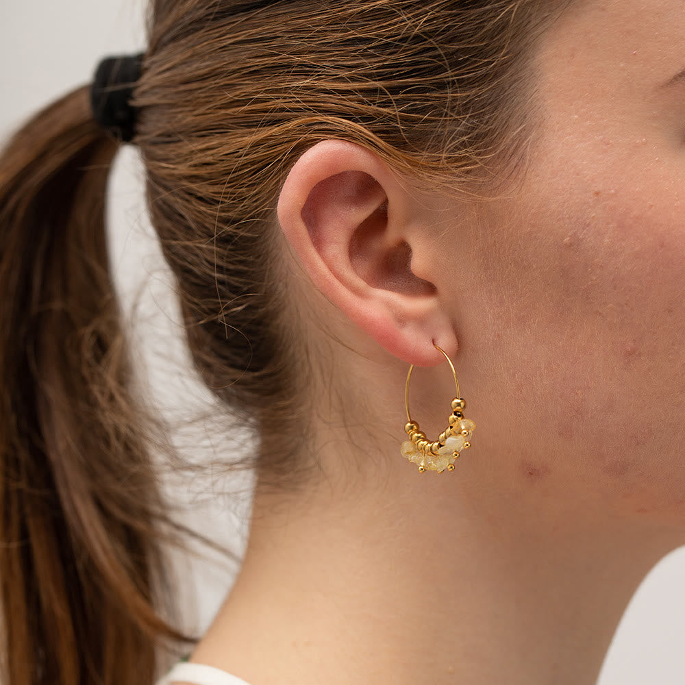 Boucles d'oreilles en acier inoxydable avec gravier naturel Olivenorma
