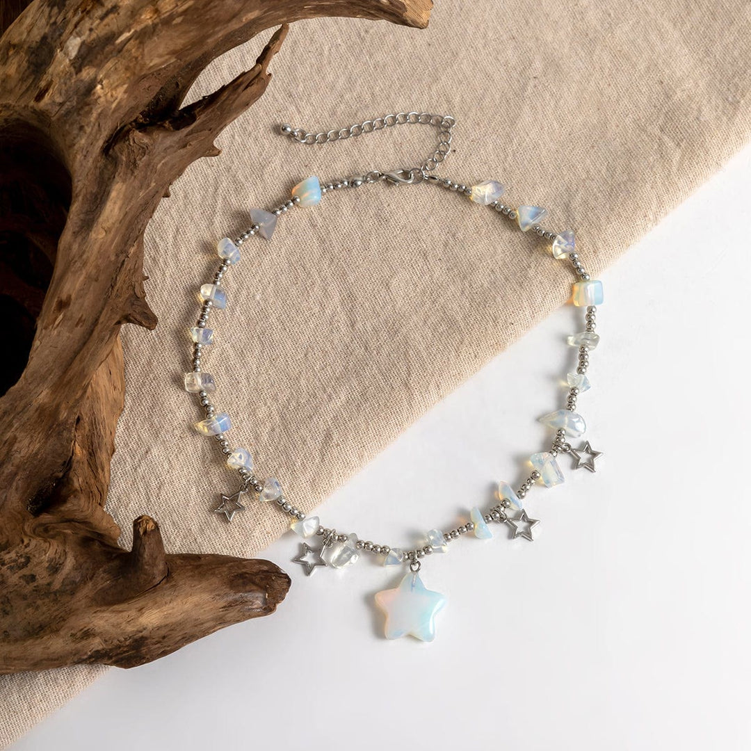 Collier ras du cou à pampilles en cristal et étoile de Bohême Olivenorma