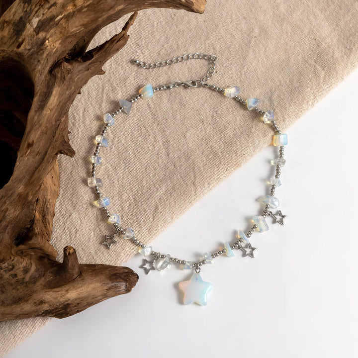 Collier ras du cou à pampilles en cristal et étoile de Bohême Olivenorma