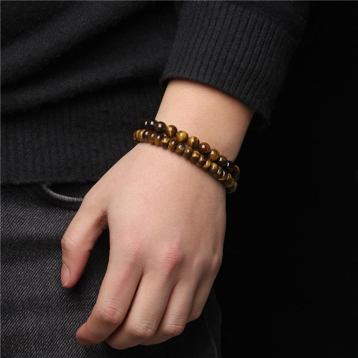 Ensemble de bracelets à double couche pour homme avec bijoux en perles Olivenorma