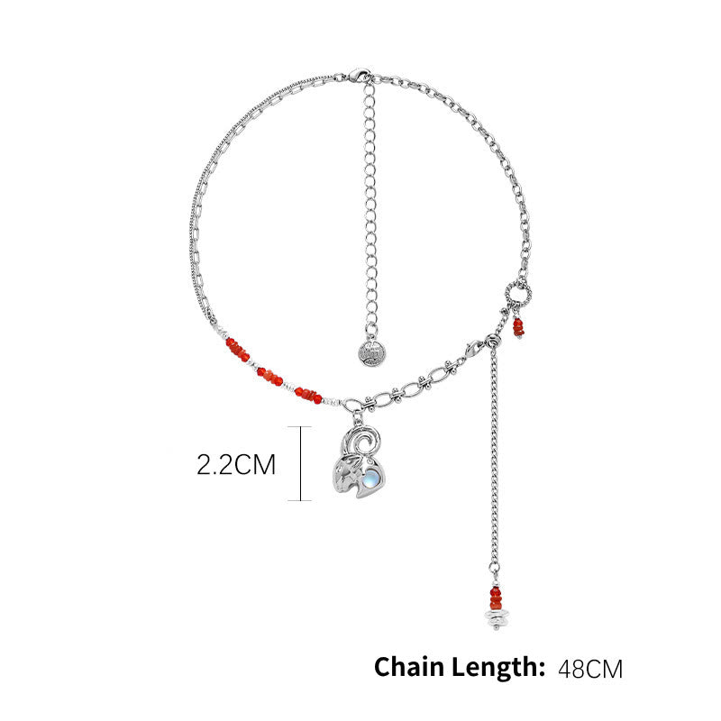 Collier pendentif en alliage avec pierre de lune et zodiaque Olivenorma