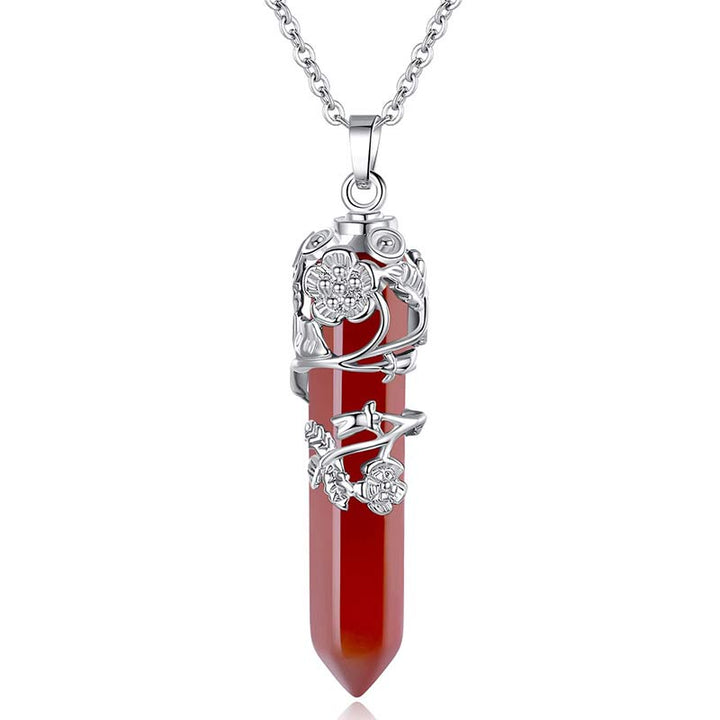 Collier à colonne hexagonale en cristal naturel Olivenorma