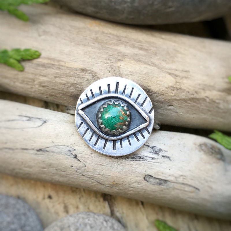 Bague de protection contre le mauvais œil en chrysoprase