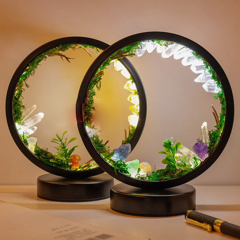 Lampe ronde en cristal de forêt de cristaux naturels Olivenorma