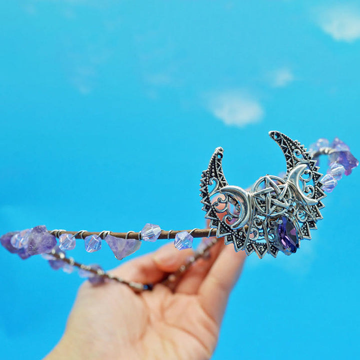 Couronne de lune en cristal blanc améthyste naturel Olivenorma