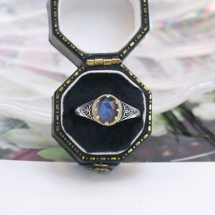 Bague en argent sterling 925 avec labradorite naturelle Olivenorma