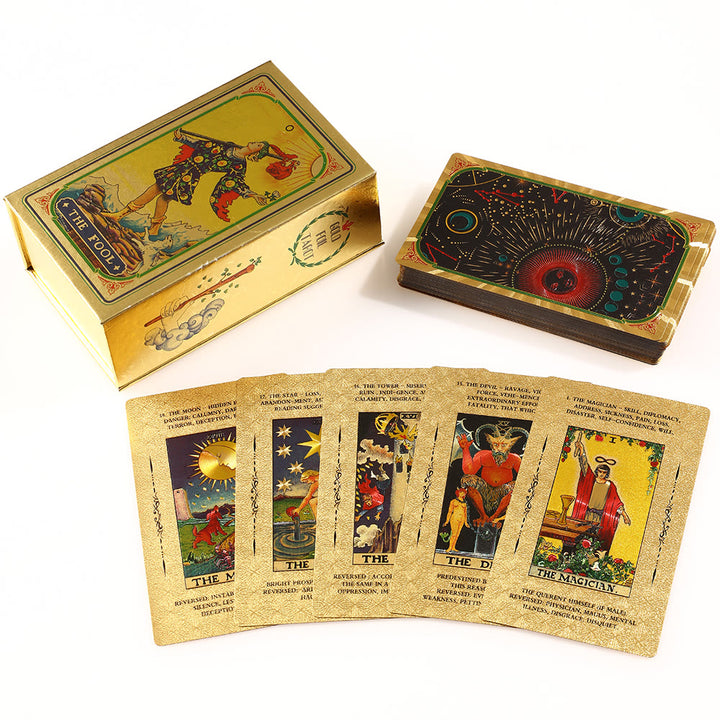 Cartes du jeu de tarot doré Olivenorma Bronzing Cosmic Red Sun
