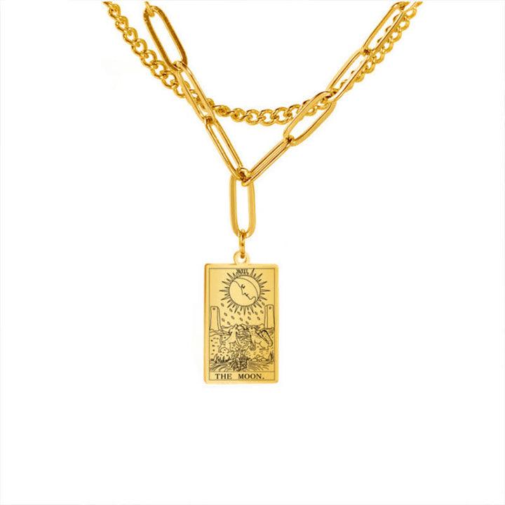 Collier à double chaîne avec carte de tarot Olivenorma