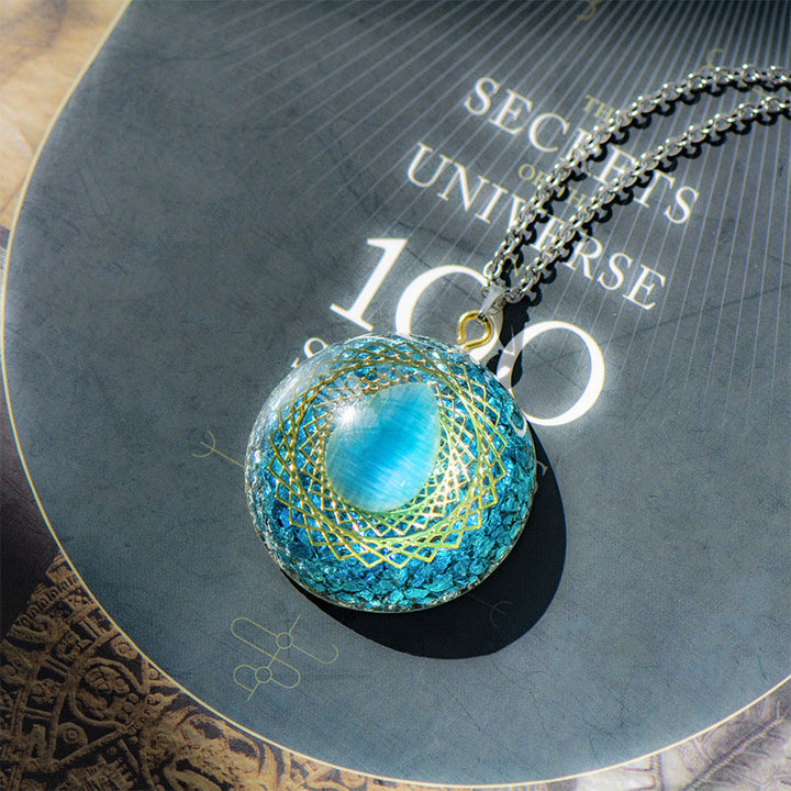 Collier Orgonite Aigue-Marine Olivenorma GARDIEN DE LA LUMIÈRE