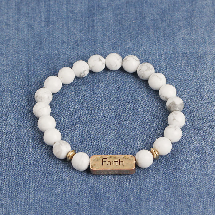 Bracelet gravé Active Faith en pierres précieuses naturelles Olivenorma