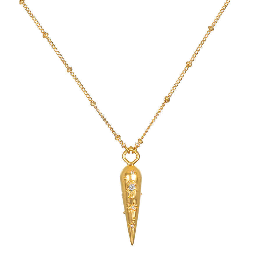 Collier Olivenorma en acier titane 316L avec zircon blanc Hamsa