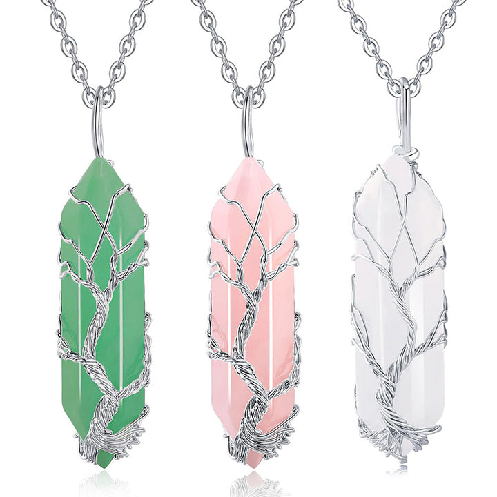 Collier en cristal Olivenorma avec pierres précieuses de l'arbre de vie