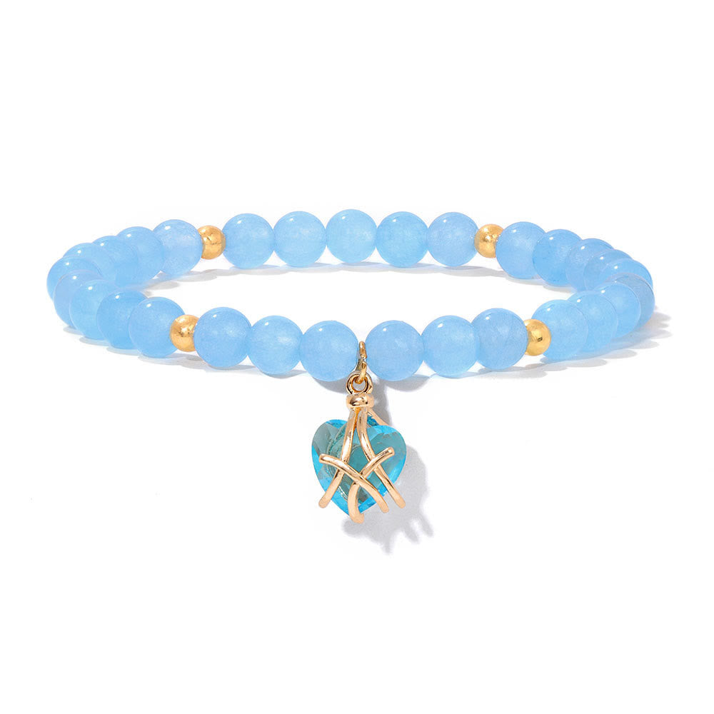 Bracelet à breloques en forme de cœur en pierre naturelle Olivenorma
