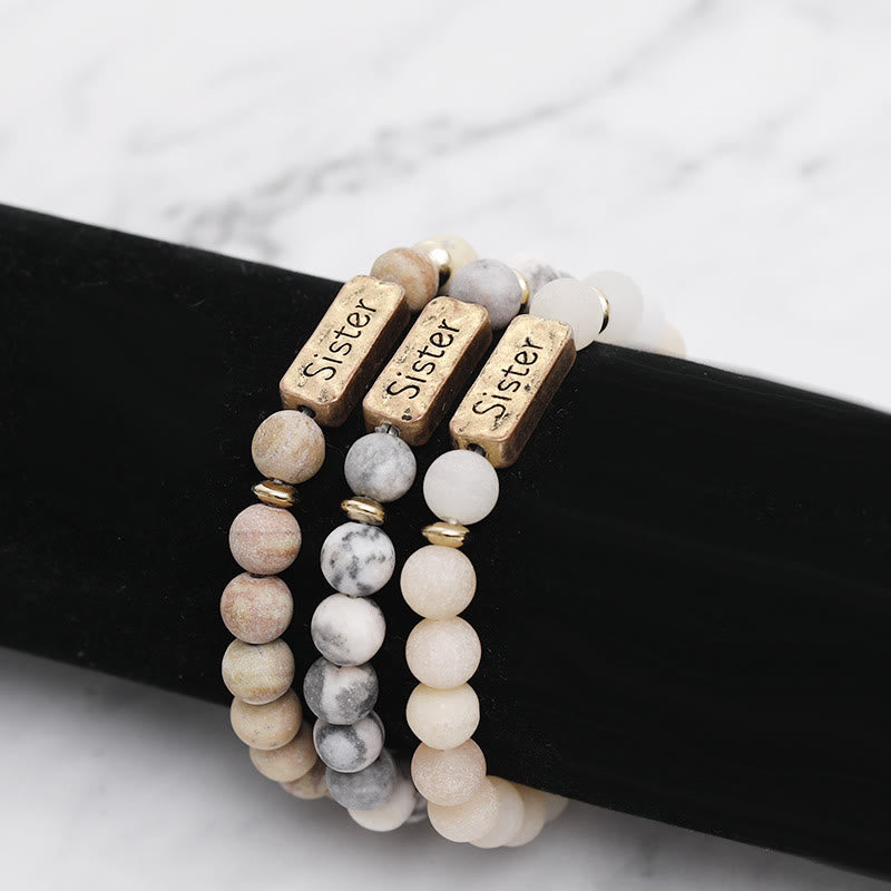 Bracelet gravé avec pierres précieuses naturelles Olivenorma Sister