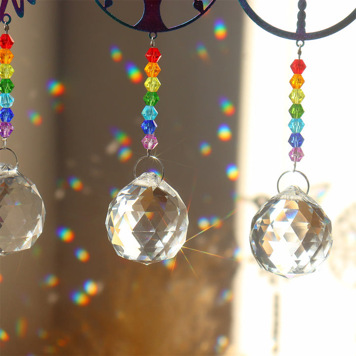 Carillon éolien à suspendre en cristal transparent avec perles chakra Olivenorma