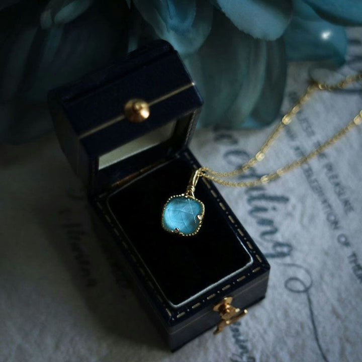 Collier Olivenorma en aigue-marine à facettes carrées