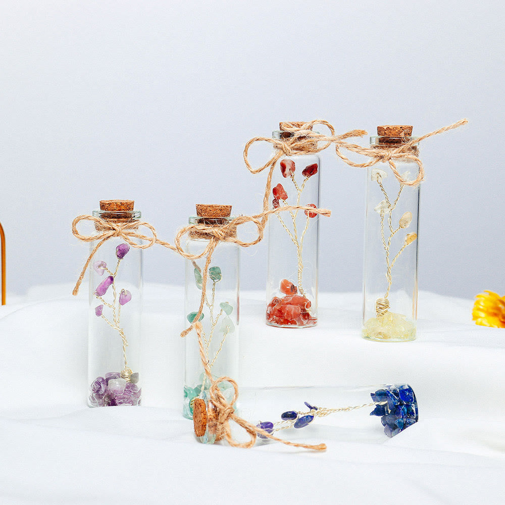 Décoration de bouteille en verre en pierre concassée en cristal de chakra Olivenorma