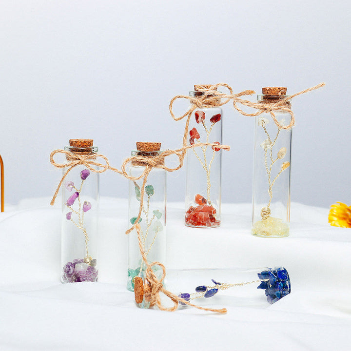 Décoration de bouteille en verre en pierre concassée en cristal de chakra Olivenorma