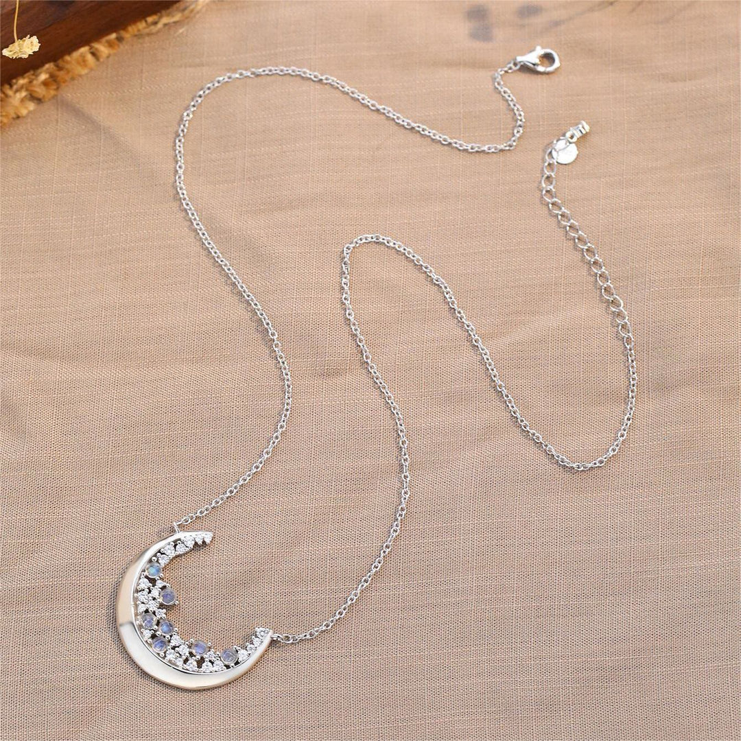 Collier pendentif en forme de croissant de lune naturel Olivenorma S925