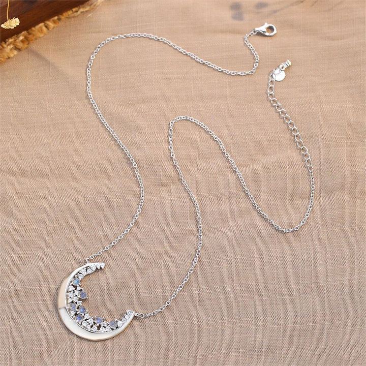 Collier pendentif en forme de croissant de lune naturel Olivenorma S925