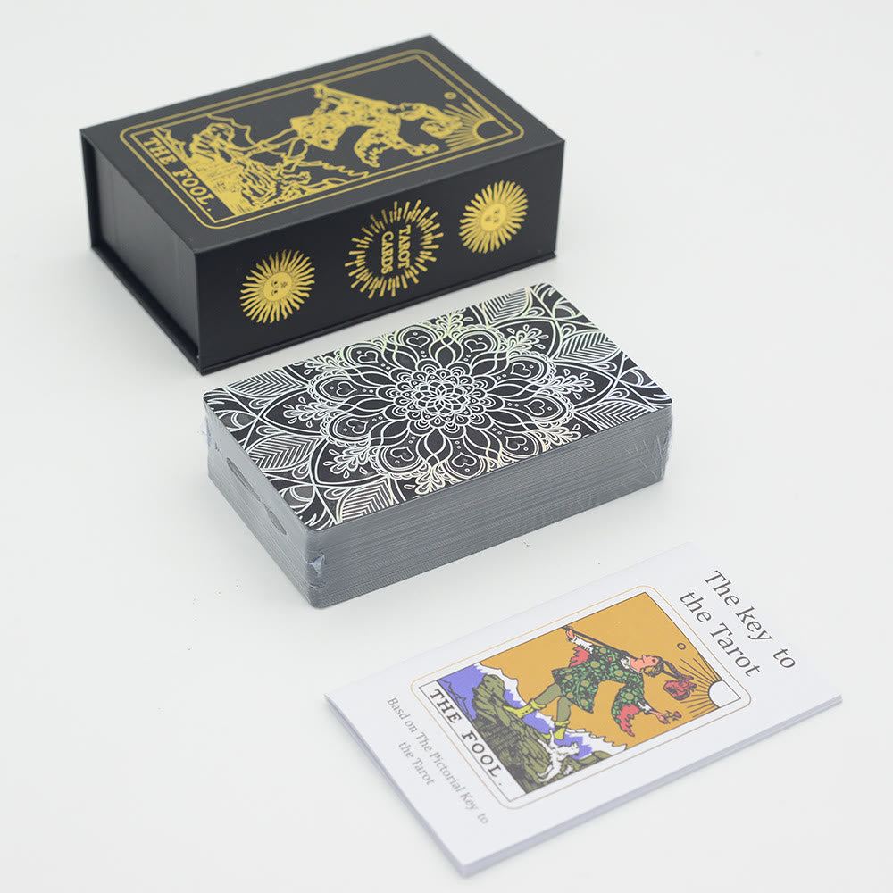 Cartes de tarot Olivenorma bronzantes en feuille d'or brillantes au laser