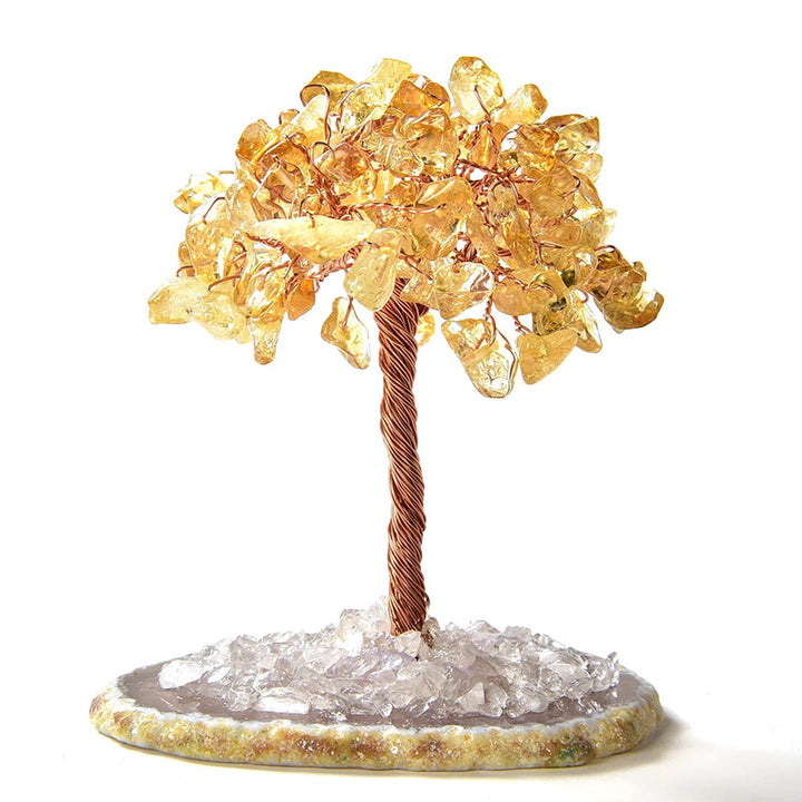 Arbre Feng Shui en pierre précieuse naturelle de citrine Olivenorma avec base en agate