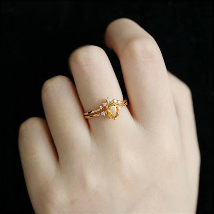Bague en argent 925 et ou avec citrine en forme de goutte Olivenorma