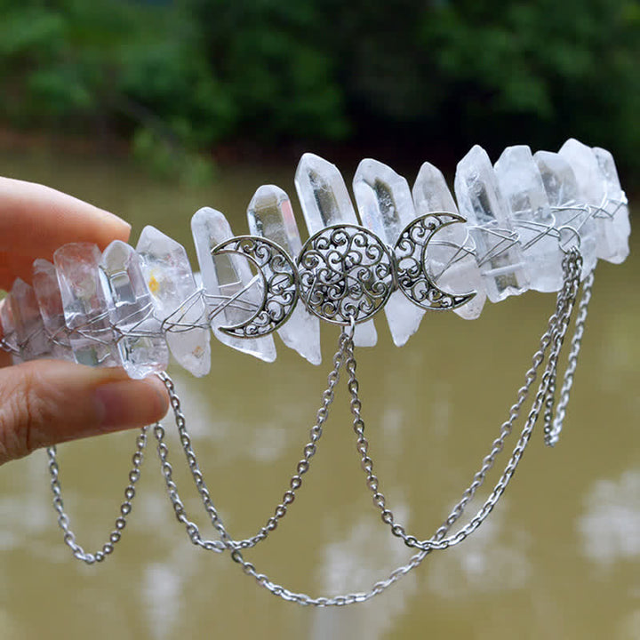 Couronne de cristal naturel de déesse de croissant de lune Olivenorma
