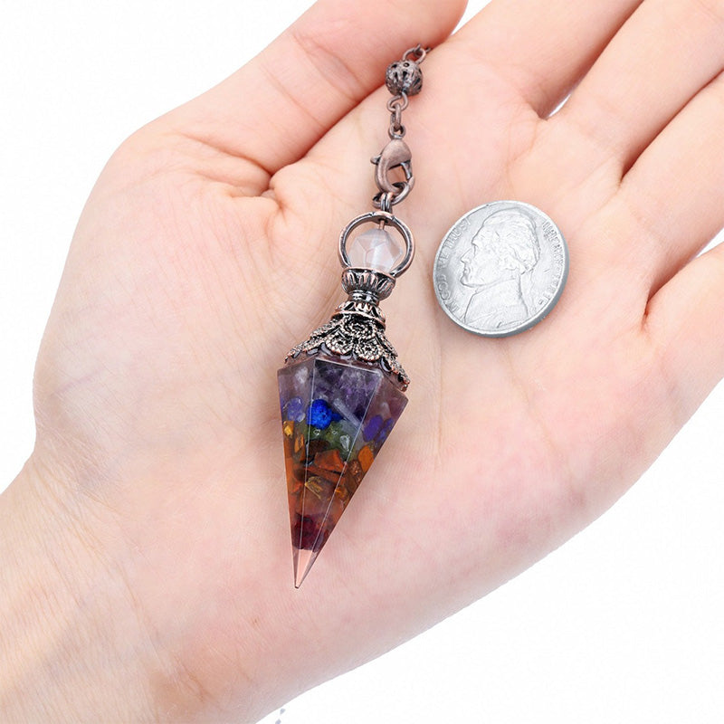 Pendule de méditation en cristal naturel pour les 7 chakras