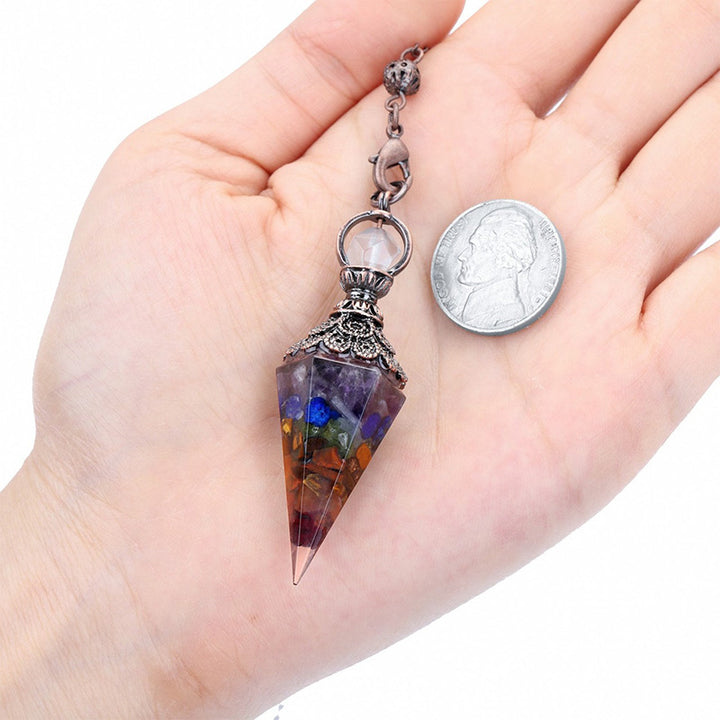 Pendule de méditation en cristal naturel pour les 7 chakras
