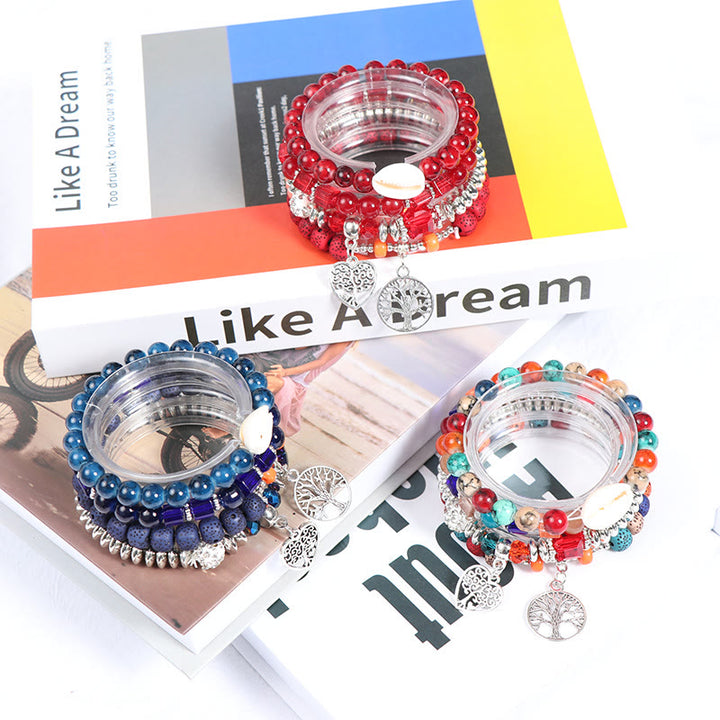 Ensemble de bracelets à perles avec pendentif en forme de cœur et arbre de vie Olivenorma