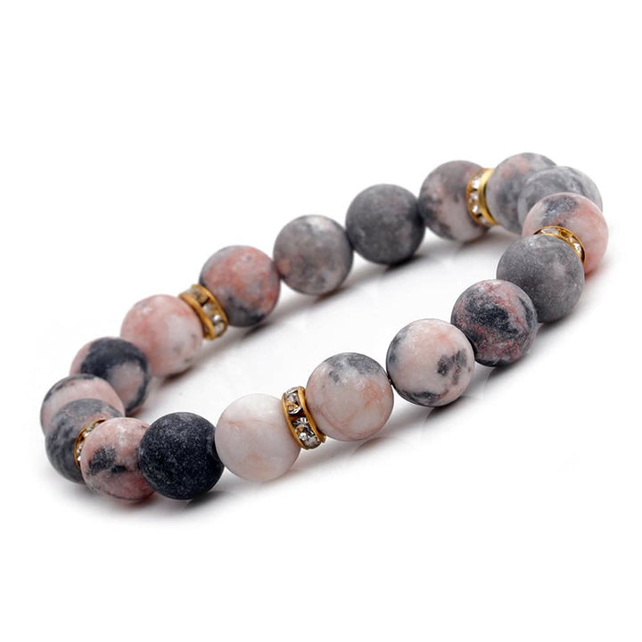 Bracelet de guérison en perles givrées en rhodonite naturelle Olivenorma