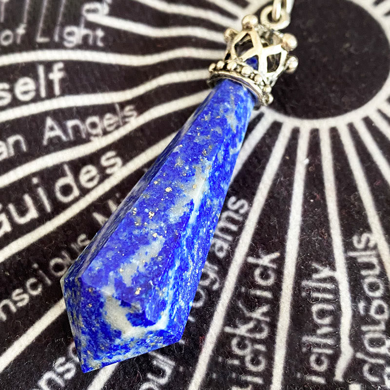 Pendule couronne d'ailes en cristal de lapis-lazuli Olivenorma